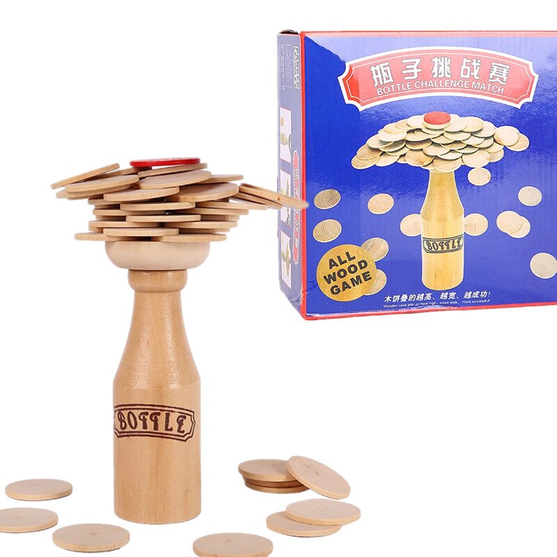 Wooden Bottle Jenga Challenge Balance Training Adult Children'S Educational Toy Bottle Folding PCs