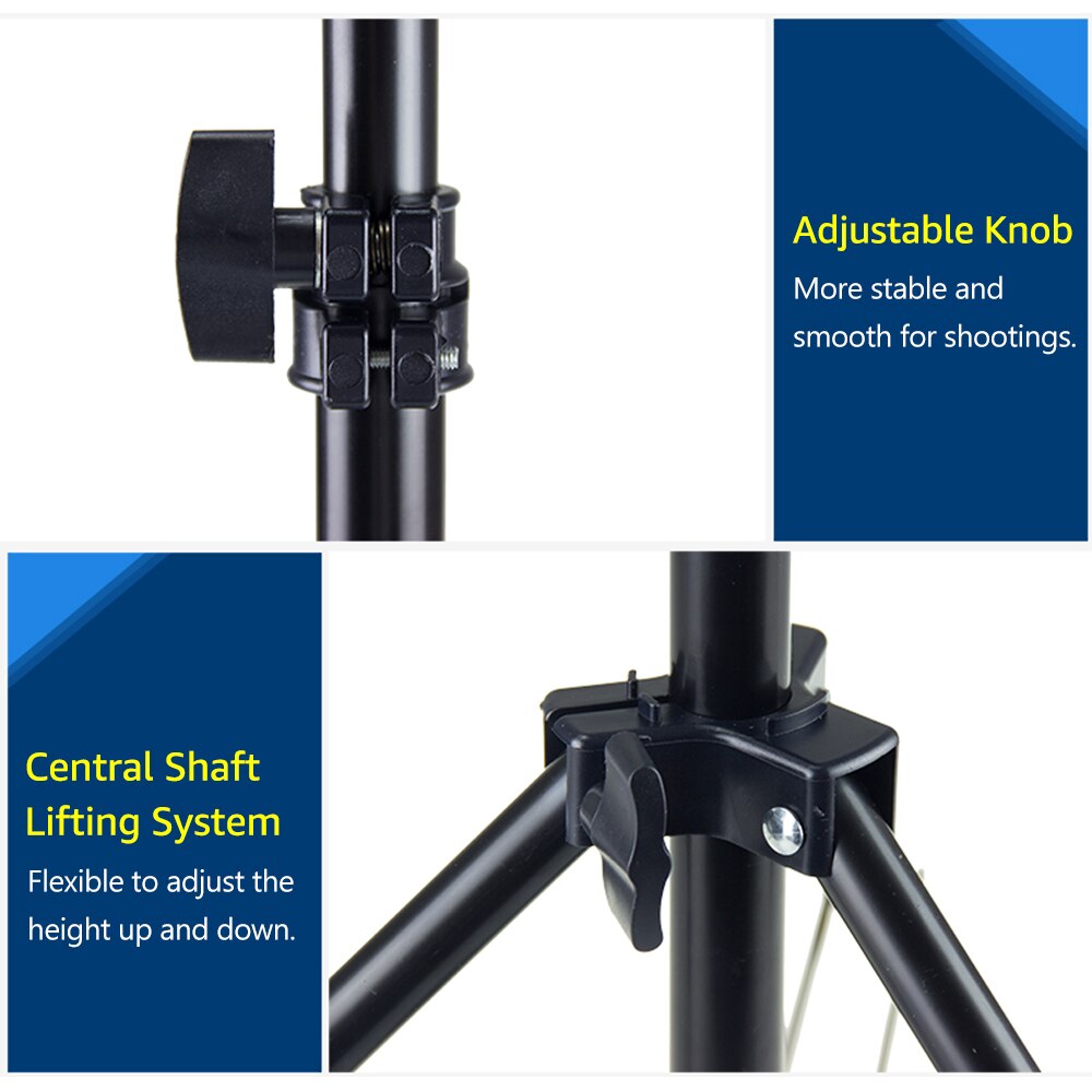 50/150/200cm Light Stand Tripod Adjustable Height Three Sections Heavy Duty Aluminum Alloy Material 1/4 Inches Screw for Lights