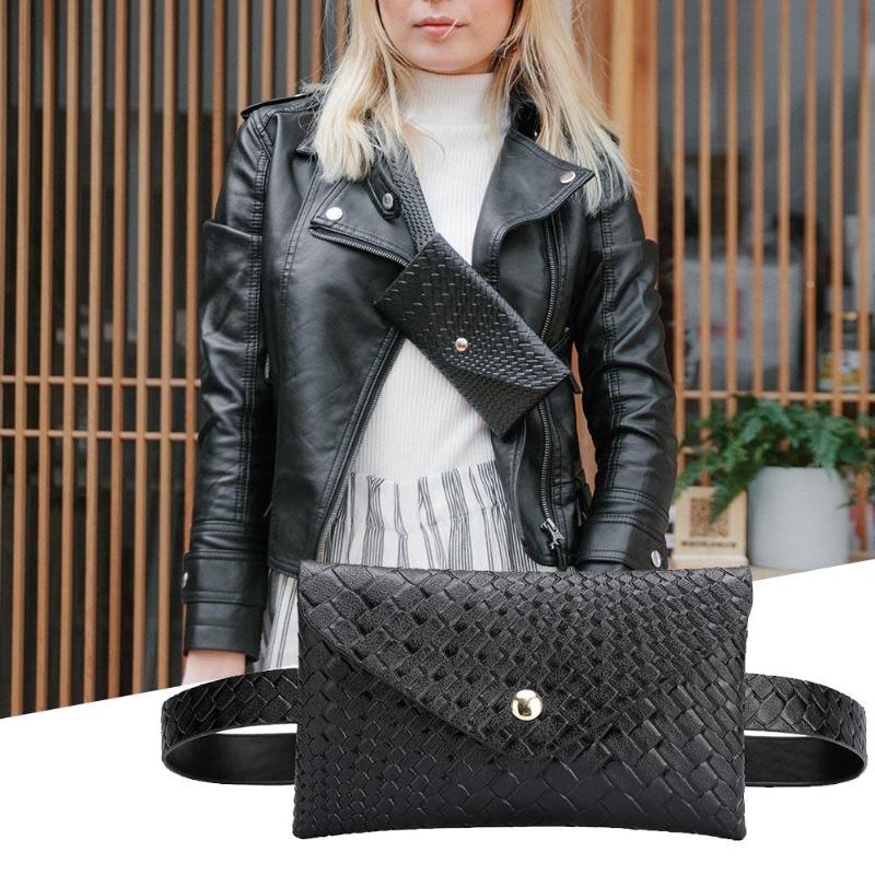 Solid Color Women Shoulder Waist Bags Fanny Belt Packs Phone Pouch Women PU Leather Crossbody Casual Messenger Chest Bags