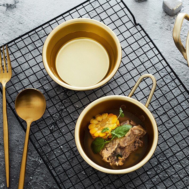 Gull aluminiumsskål med håndtak salat nudler risbolle 300ml frokostservise servise tilbehør 1pc vinkopp
