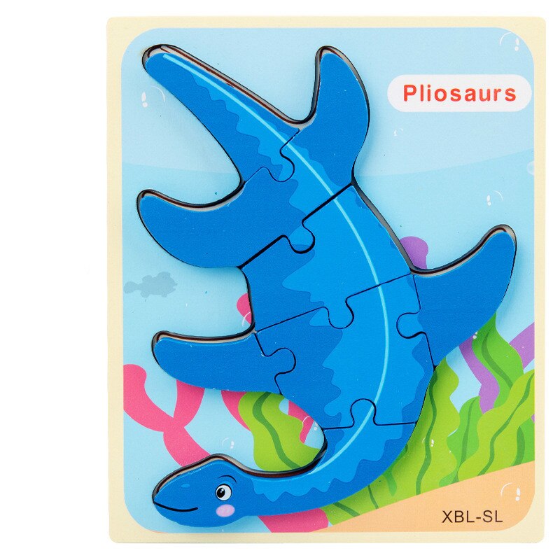 Montessori giocattoli di Legno per ChildrenWood Puzzle Di Legno 3D Puzzle Di puzzle Animale dinosauro Puzzle di Puzzle Del Bambino Apprendimento giocattoli Educatioanl: Pliosaurs