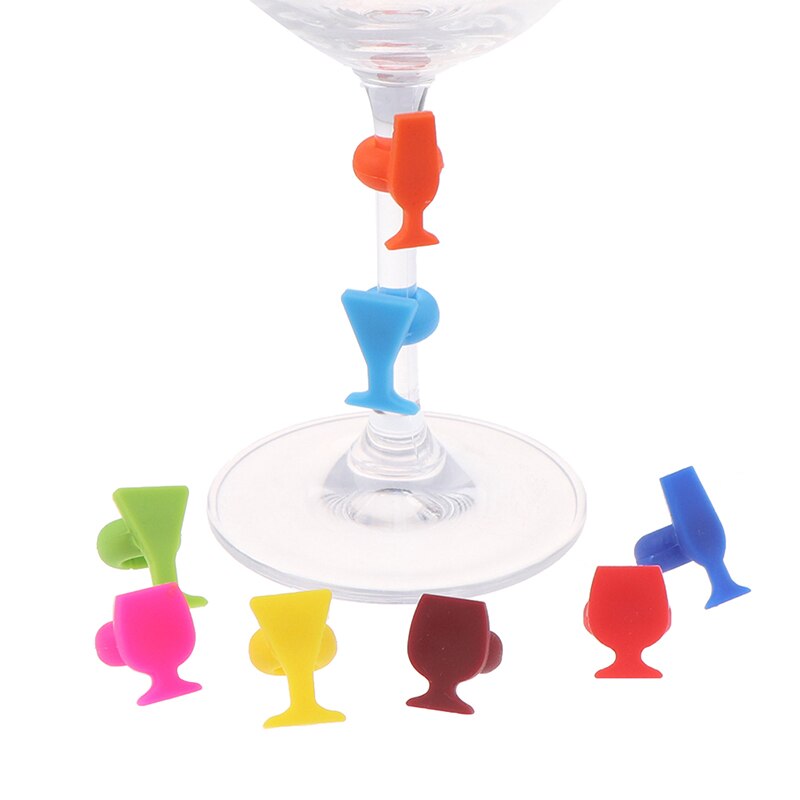 Siliconen Wijnglas Vorm Wijnglas Marker Drinkbeker Identifier 8Pcs