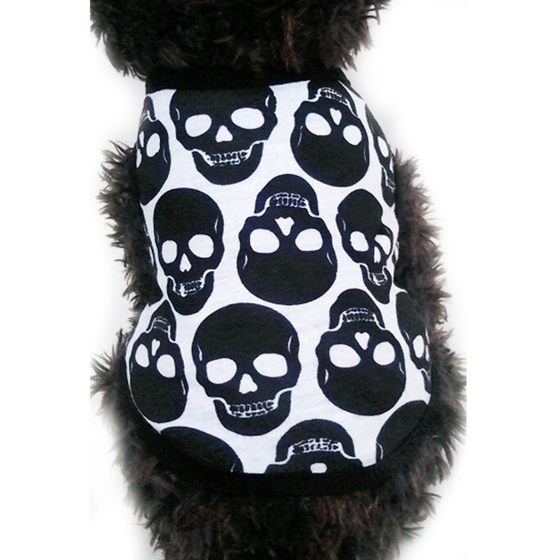 Pet Puppy bawełniane T Shirt na lato kot pies letnie ubranie czaszki wzory kamizelki Pet odzież dla psów fajny kostium miękka kamizelka tkaniny