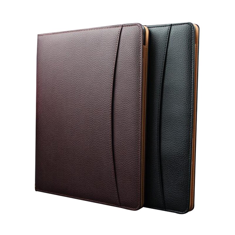 A4 Leather Business Notebook Fitted Note Pad Composition Book Calculator Name Card Pen Clip Ring Binder Notebook Hardcover