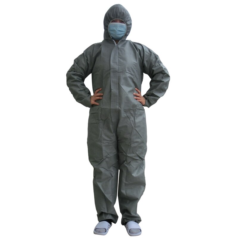 Engangs beskyttelsesbeklædning sikkerhed og beskyttelse sms nonwoven stof tykkere overall cleanroom støvtæt jumpsuit beklædningsgenstand: Grå / Xxl