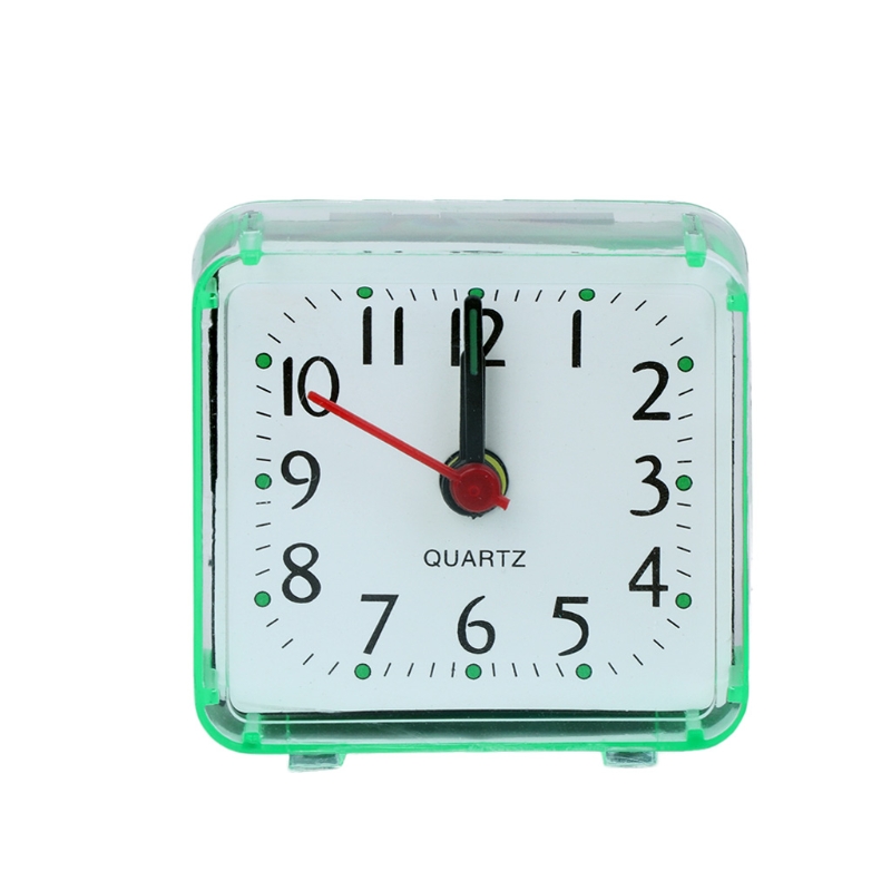 Mini Square Quartz Beep Alarm Clock Plastic Desk Table Travel Trip Portable White/Green/Blue/Pink: Green