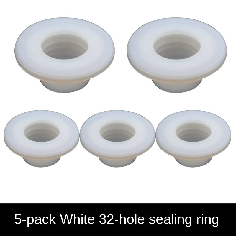Toilet 40/50 drain pipe deodorant silicone seal washer drain pipe air conditioning pipe dual purpose anti-backwash: White 32holes (5Pcs)