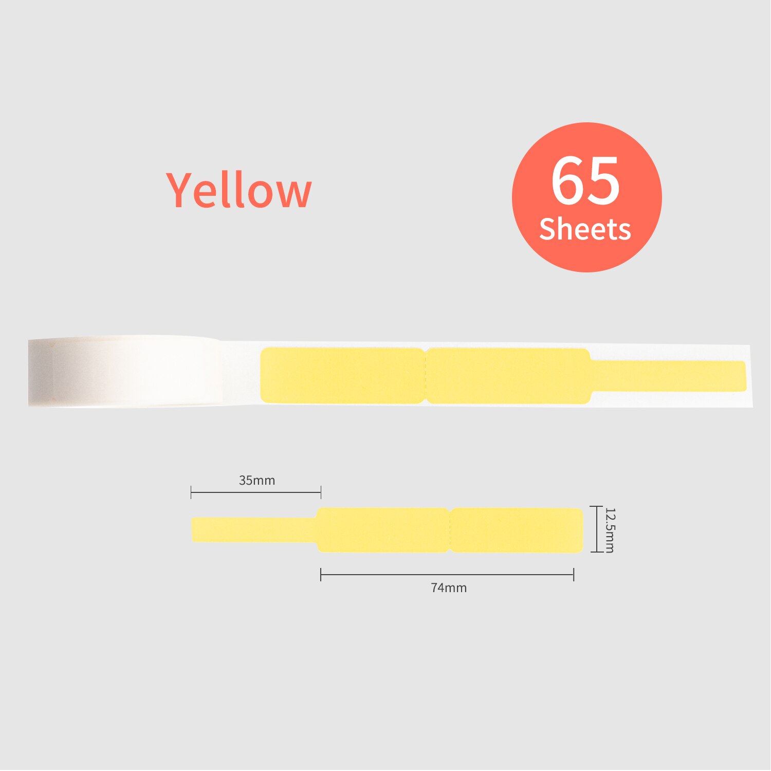 Cable Label Paper Self-Adhesive Thermal Paper Roll 12.5*74+35mm 65sheets/roll Compatible with Phomemo D30 Thermal Printer: Yellow