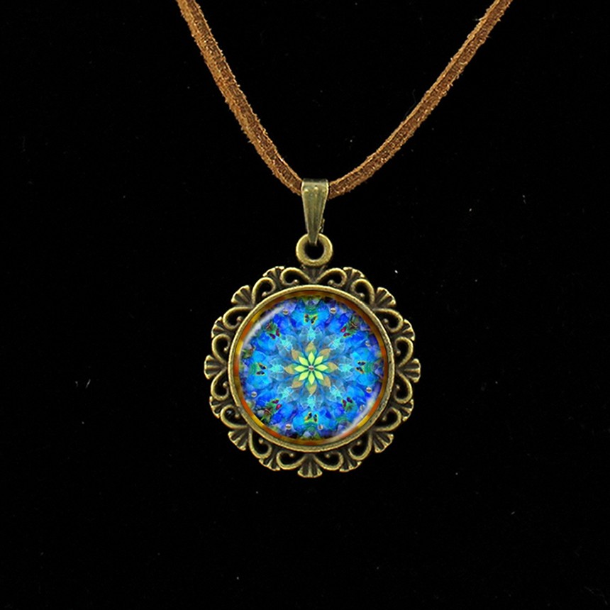 Retro Om Lederen Ketting Mandala Bloem Hanger India Choker Verklaring Kettingen Chakra Zen Yoga Vriendschap Sieraden L 214: L276