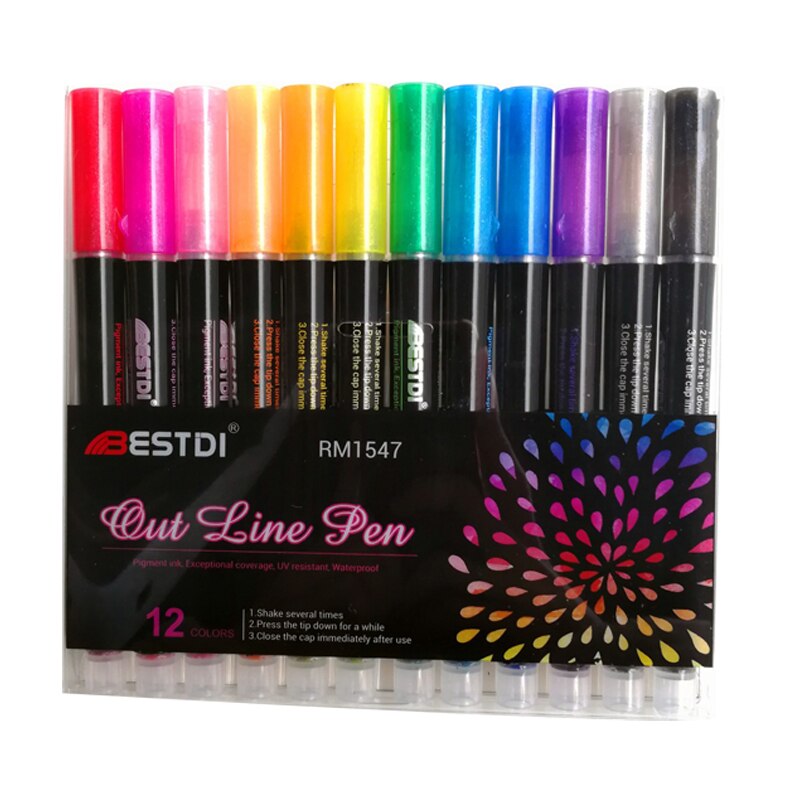 Feutres Double Pointe à Paillettes - Lot De 8, Pour Dessin, Art DIY, Étiquetage Et Activités Scolaires
