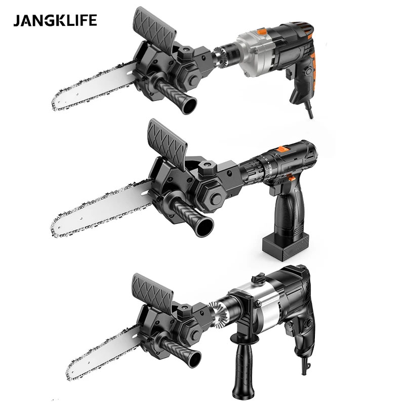 4 Inch Electric Drill Modified To Electric Chainsaw adapter Tool Portable Conversion Head Kits Woodworking Pruning