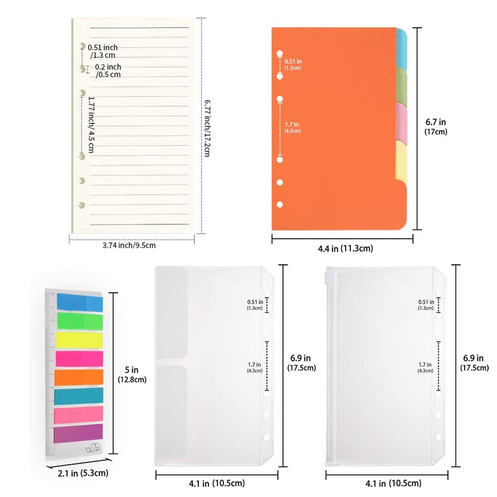2021 Planner ricarica carta A6 6 fori raccoglitore Notebook ricariche per 6 anelli raccoglitore ricaricabile agenda organizzatore con tasche
