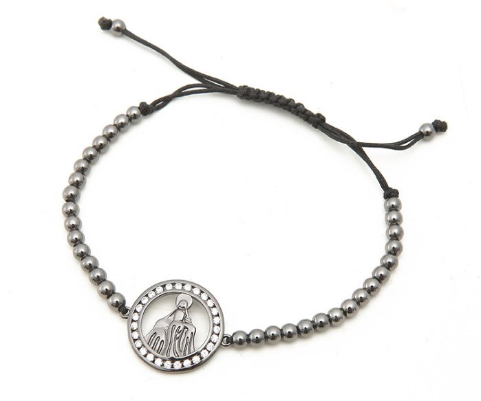 Goud zilver micro pave cz Zirconia touw aangepast Koperen Kralen Armband xfg34 meisje Charm Gevlochten Armbanden Vrouwen: 4