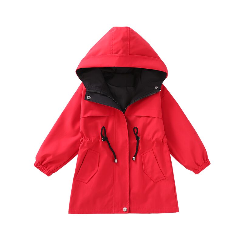 Primavera autunno bambini ragazze giacca a vento ragazze adolescenti moda Trench lungo bambini Casual capispalla con cappuccio abiti per 3-13 anni