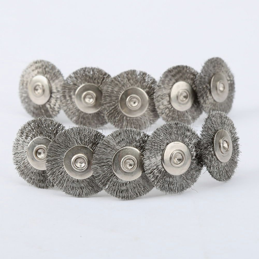 Accessoires Dremel, brosse rotative en acier de 22mm, brosses à roue métallique Dremel pour meuleuse, outil rotatif pour Mini perceuse de polissage 10 pièces