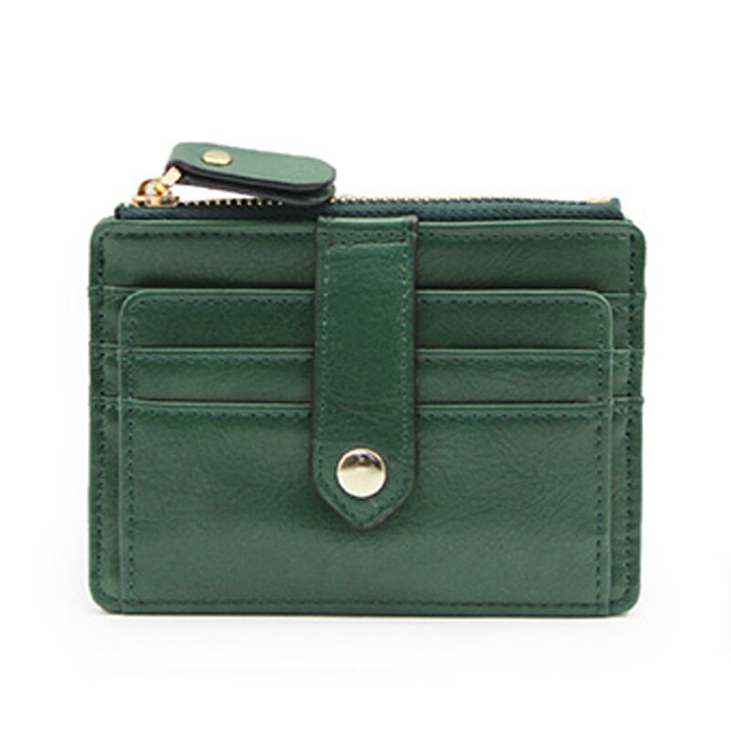 TANGYUE porte-carte d'identité de crédit pour femmes portefeuille en cuir pour cartes de crédit étui de poche titulaire de carte de banque mince voyage avec fermeture à glissière: green