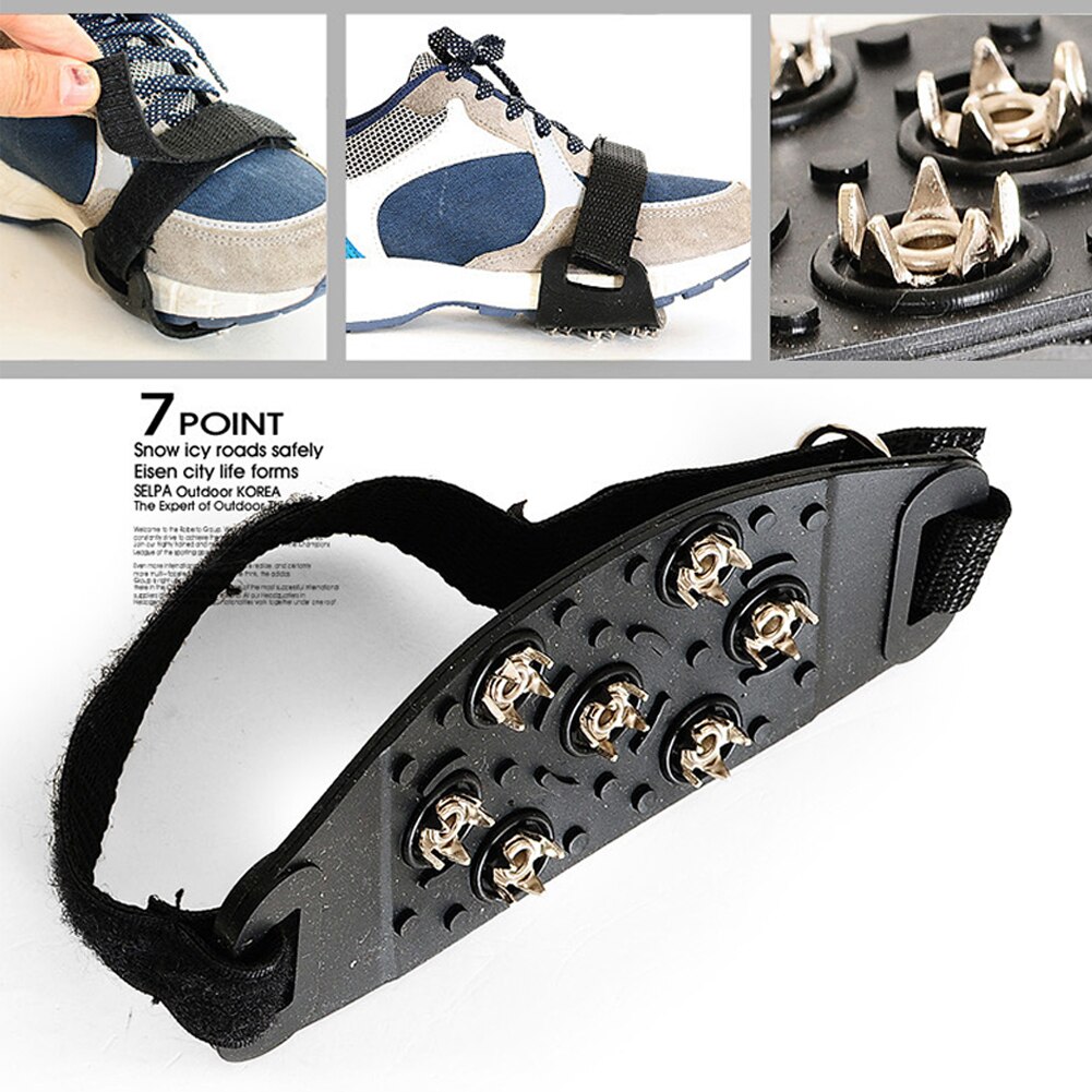 7-grapa punta al aire libre escalada hielo invierno Universal portátil cubierta de zapato antideslizante crampones Camping pegatina mágica nieve