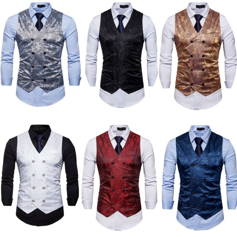 Kostymväst för män slim fit smal bröllopsväst män botton formell business slim fit väst kostym smokingväst