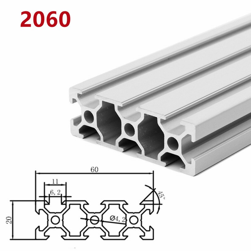 1/2 Stks/partij 2040 2060 2080 20100 Aluminium Profiel Extrusie 100Mm-500Mm Lengte Lineaire Rail voor Diy 3D Printer Werkbank Cnc