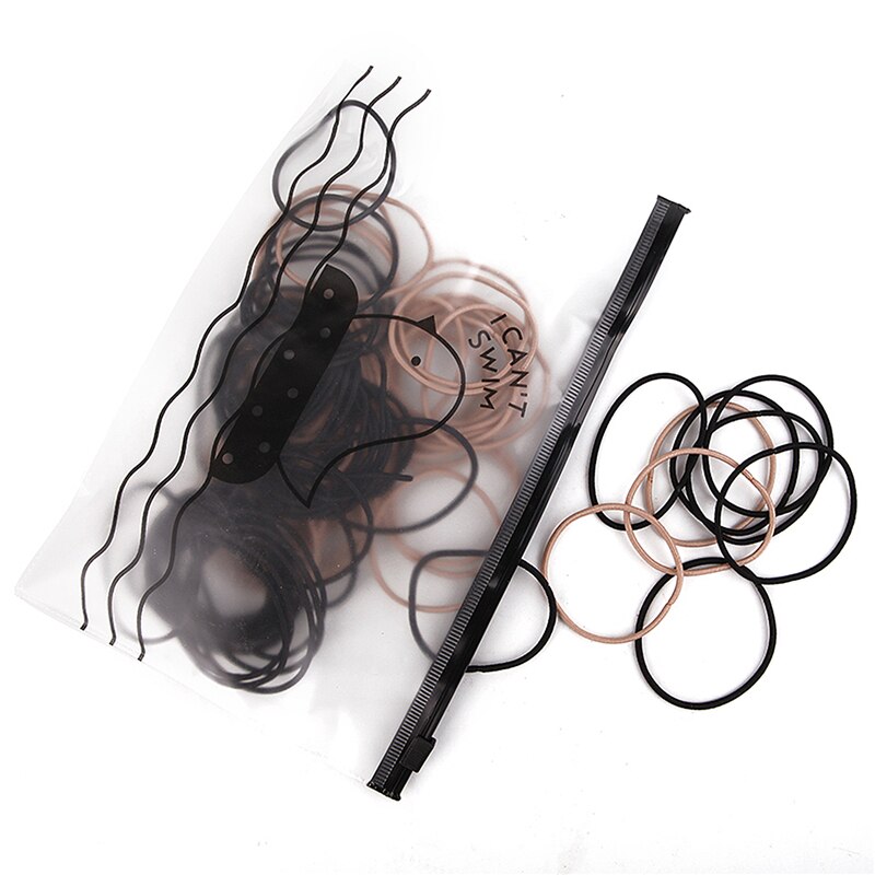 100pcs/bag 4.5cm High Elastic Rubber Bands Basic Hair Bands Scrunchies Hair Ties Gum Women Girls Braided Ponytail Holder Rings