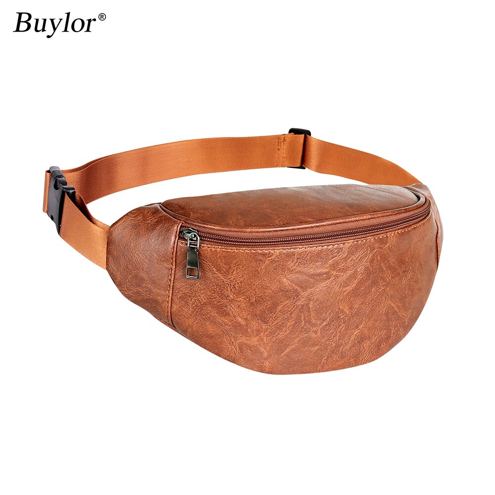 Buylor Fanny Pack Women's Belt Bag PU Leather Waist Bag Hip Bumbag Men Waterproof Chest Bag Casual Waist Pack for Outdoors: Brown