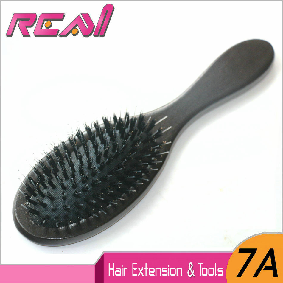 1 stück Wildschwein Borsten Haar Pinsel, Schwarz oder Dunkelbraun Haar Erweiterungen Pinsel, durch Holz Griff + Wildschwein Borsten