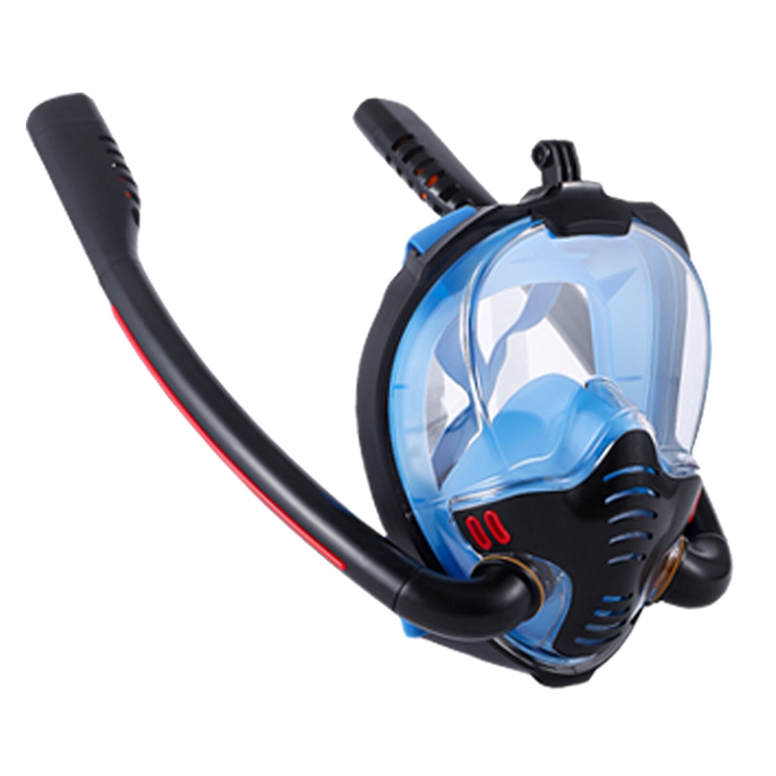 Full Face Snorkel Mask - 180° Panoramic View - Foldable Anti-Fog Anti-Leak Design - Innovative Breathing System: Blue L