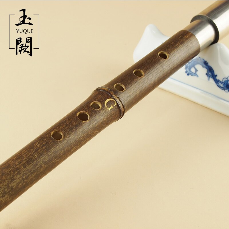 Chinese Traditional Detachable bawu adjustable Single-pipe cross-blown Flute Bamboo ba wu Key of F, G