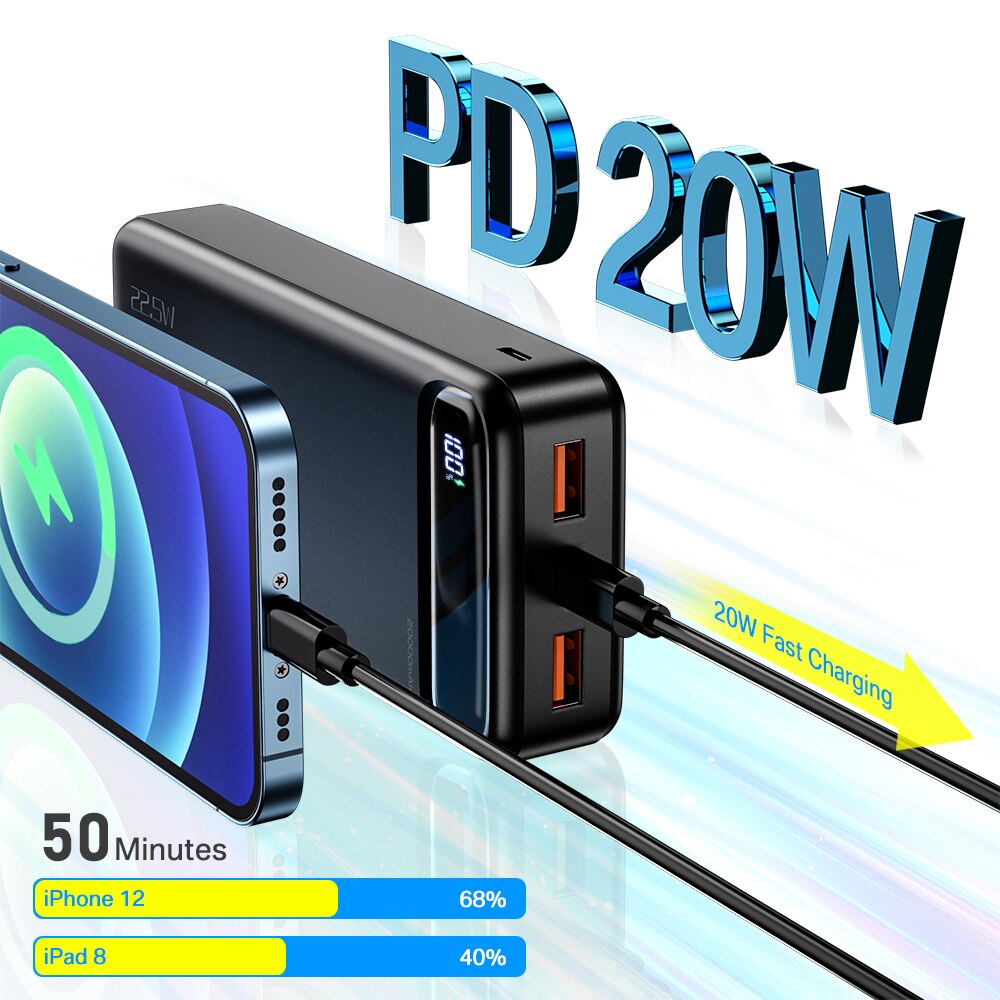 Powerbank 20000 mah bærbar lader powerbank 20000 mah hurtiglader eksternt batteri pd poverbank til iphone 13 12 pro xiaomi