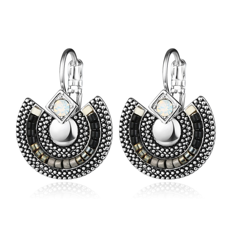 Shineland Bohemia Vintage plata antigua dorada-cristales de estrás cuentas pendientes de clip llamativos joyas étnicas al por mayor