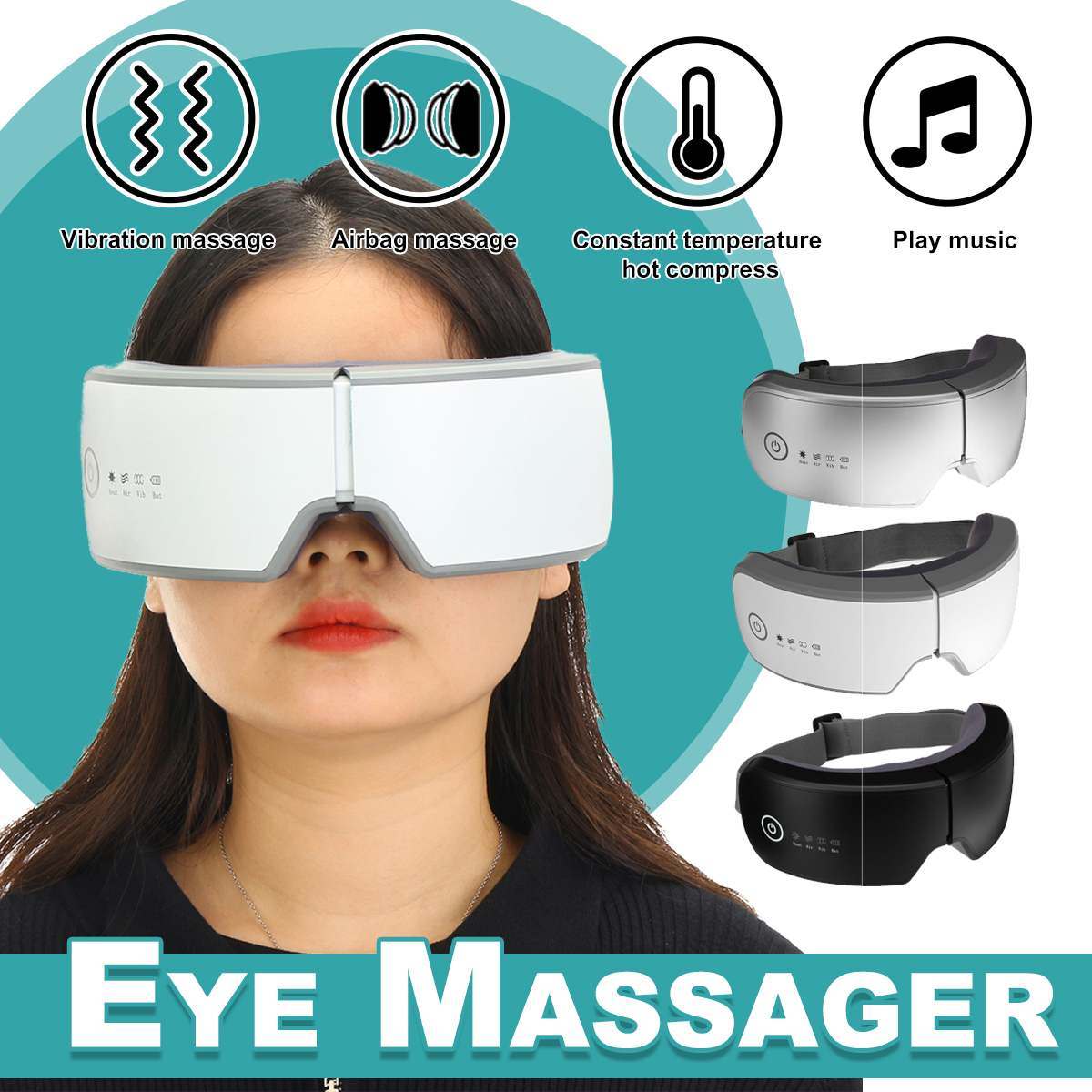 Eye Massager 4D Smart Trillingen Oogzorg Instrument Comprimeren Bluetooth Muziek Eye Massage Bril Vermoeidheid Pouch &amp; Rimpel