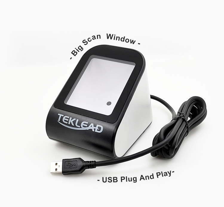 TEKLEAD Automatic 2D Barcode Scanner Hands-Free USB QR Barcode Reader for Mobile Payment for Store, Supermarket,Restaurant