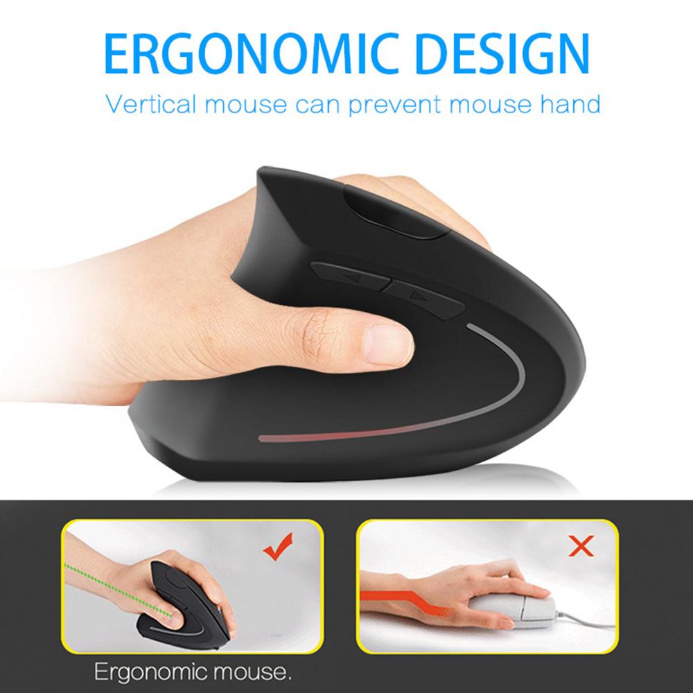 Ratón Vertical ergonómico para zurdos, recargable, con receptor USB, para ordenador portátil, PC y Escritorio