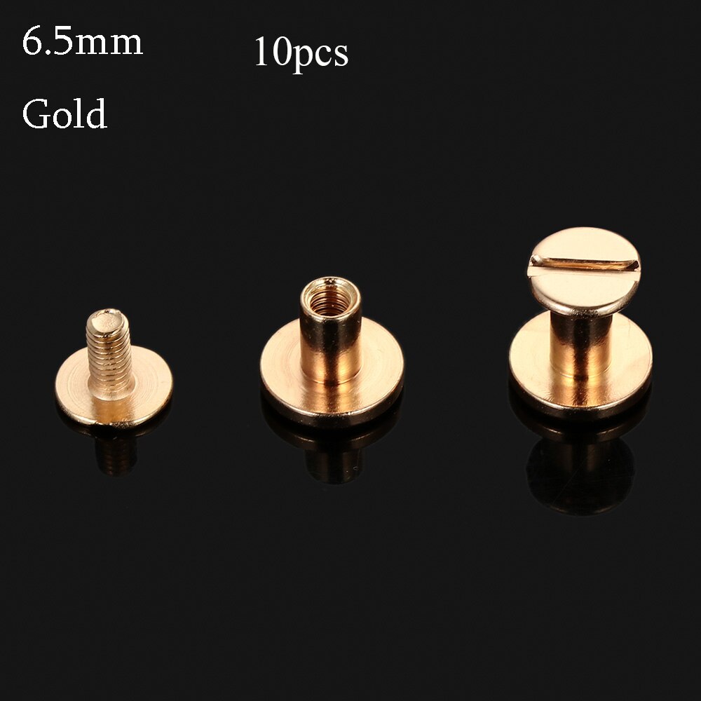 10Pcs 5/6.5/8Mm Diy Band Klinknagels Schroef Leather Craft Solid Nail Bolt Boekhouding Ronde Kop Schroeven Bagage Craft Messing nail: gold-6.5mm-10pcs