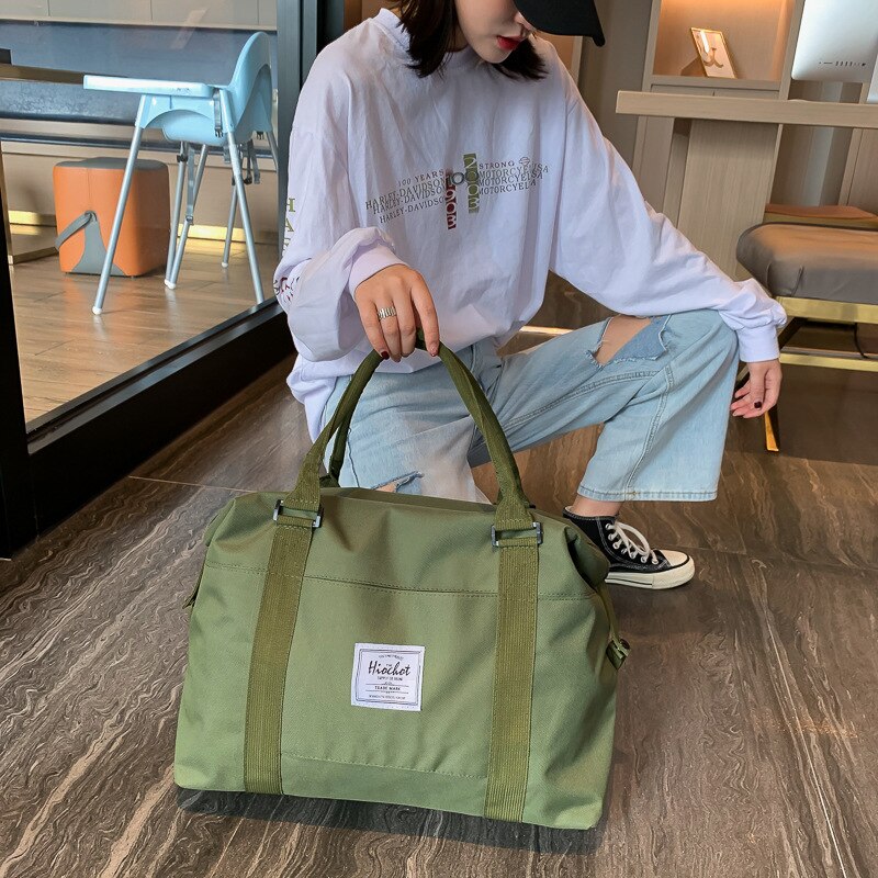 Bolsa de viagem de oxford bolsa de ombro bolsa de ombro sacos de duffle sacos de viagem das mulheres tote grande saco de fim de semana durante a noite bolsa nova: Green