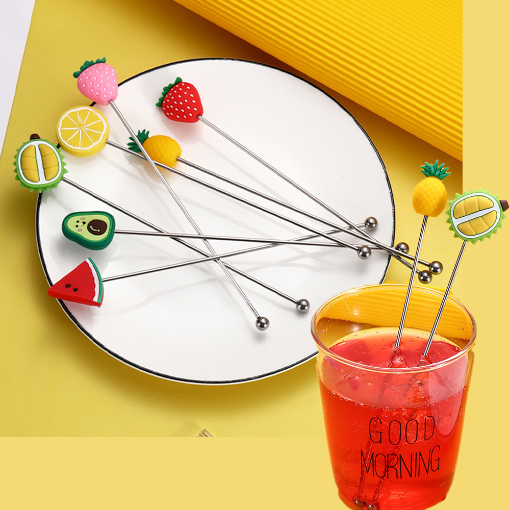 Stainless Steel Cocktail Sticks Fruit Sticks Reusable Drink Picks Cocktail Stirring Sticks Restaurant Bar Party Cafe Bar Tools