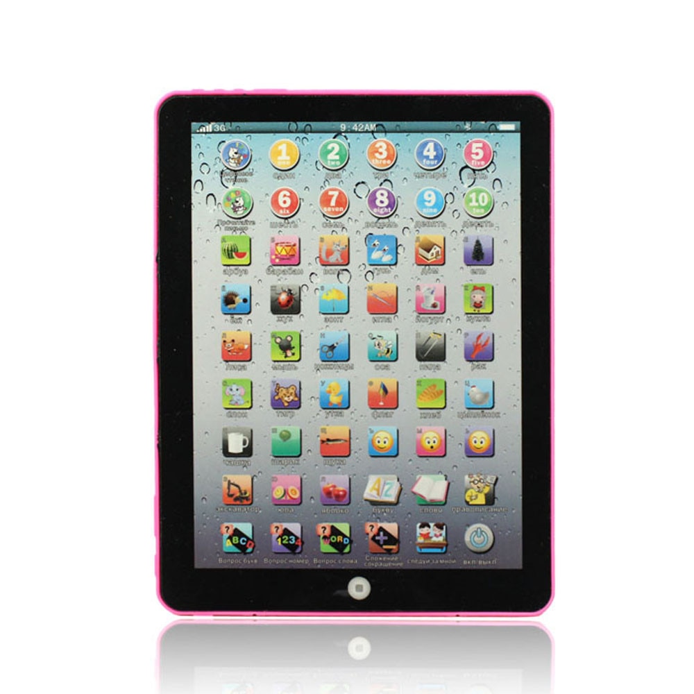 Pink Russian Computer Learning Education Machine Tablet Toy Mini For Kids Learning Toys for Children Tablet Toy: Default Title