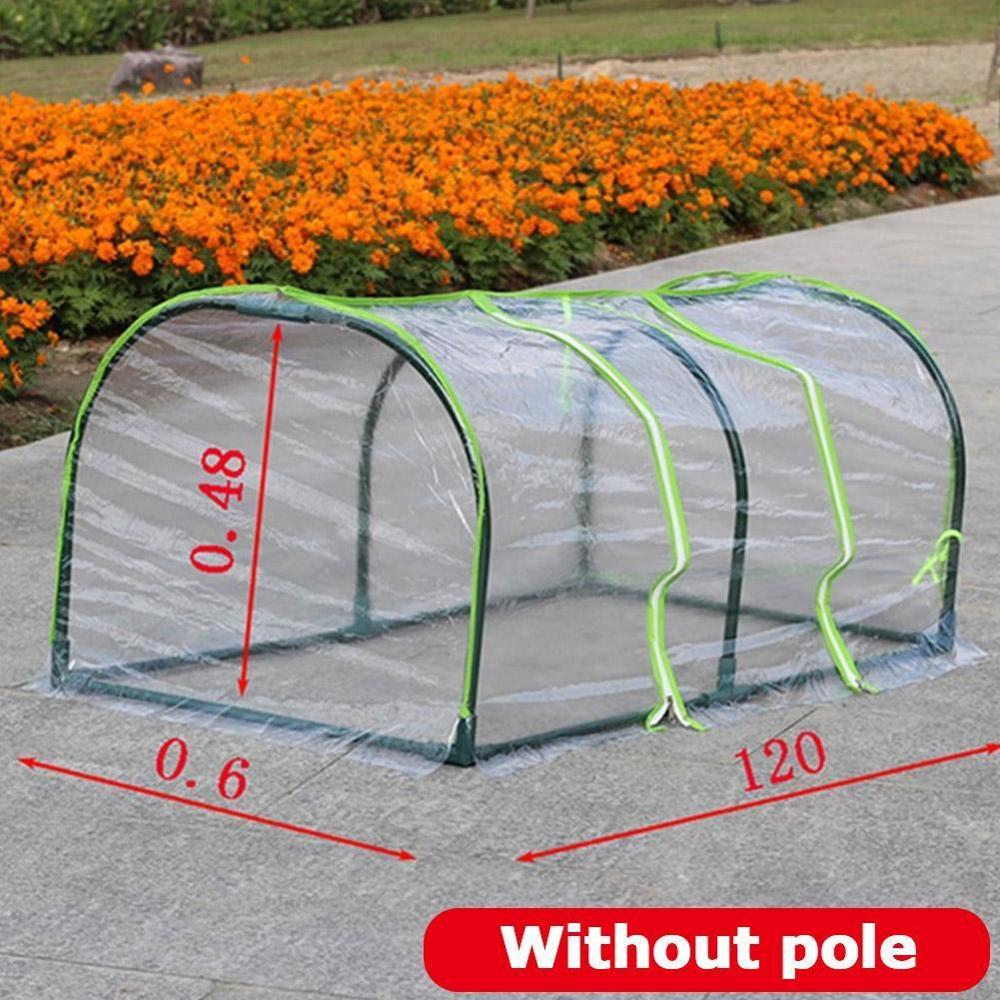 1.2m Portable Home Tunnel Greenhouse Mobile Mini Greenhouse Ventilated Cover Plant Pole Greenhouse Cold Insulation Without B0c9