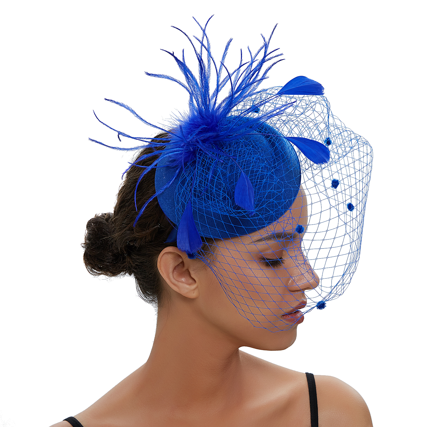 Womens Vilt Tovenaar Hoed Visnet Sluier Kleine Pluche Golf Punt Decor Haarspeldjes Bruiloft Bruids Cocktail Hoofddeksels Tovenaar: Oranje