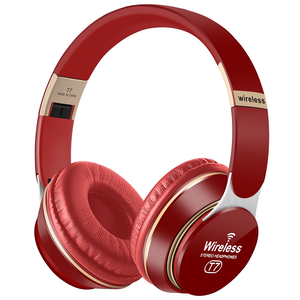 CLBC Wireless Headphones Bluetooth 5.0 - Foldable Stereo Gaming Headset with Mic - 40mm Drivers: T7-Red