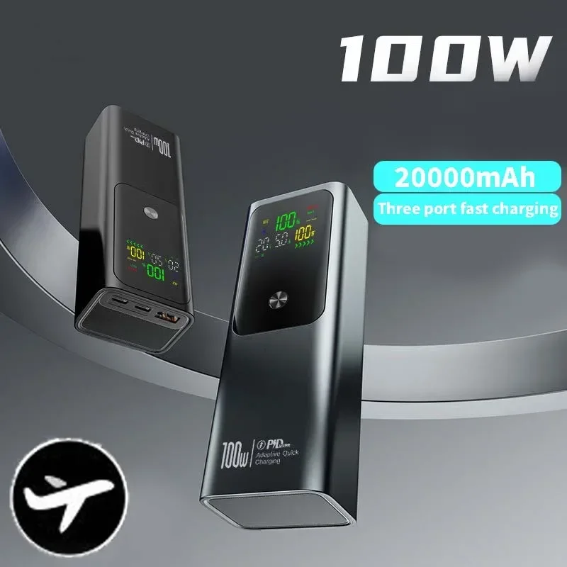 Novo pd100w carregamento rápido power bank 20000mah carregador portátil de alta capacidade bateria sobressalente externa portátil powerbank para iphone
