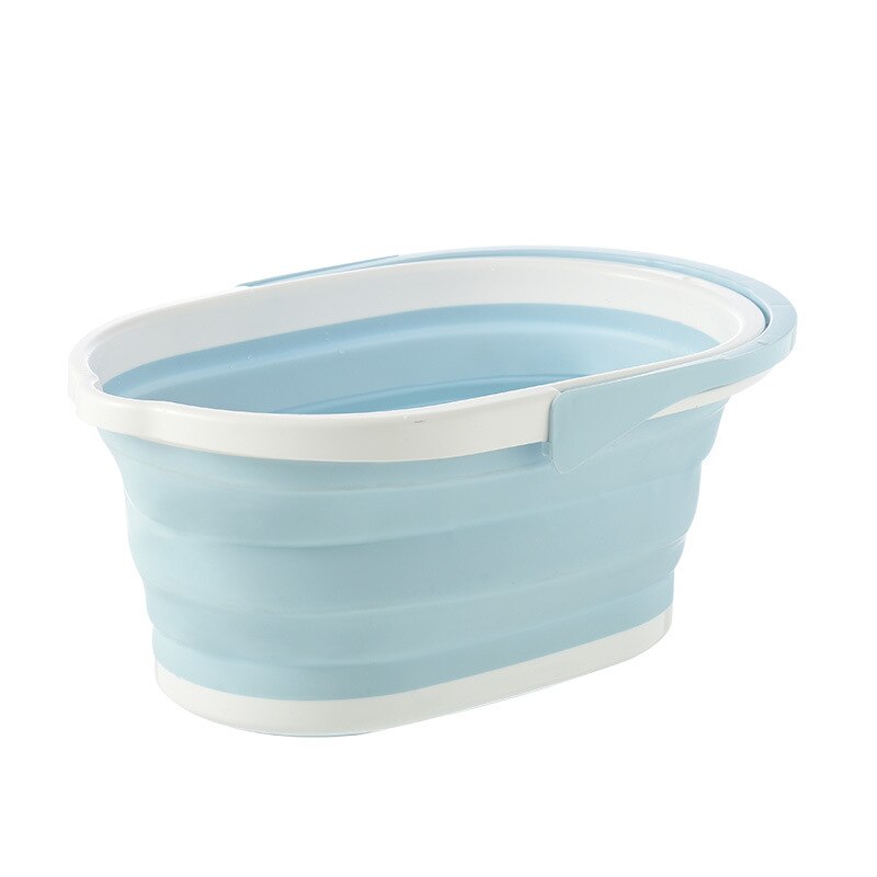 Folding Camping Buckets Plastic Liquid Wash Car Collapsible Water Foldable Portable Sink Household Cleaning Tools Accessories: Light blue