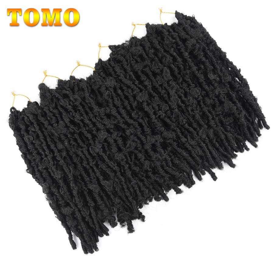 TOMO Soft Butterfly Locs Crochet Hair 12 Inch Handmade Butterfly Locs Faux Synthetic Crochet Twist Braiding Hair Extensions