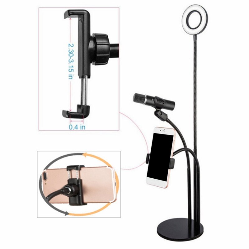 Soporte en vivo para teléfono móvil soporte de luz de relleno soporte de anclaje Luz de relleno Led soporte de escritorio micrófono soporte lámpara de mesa