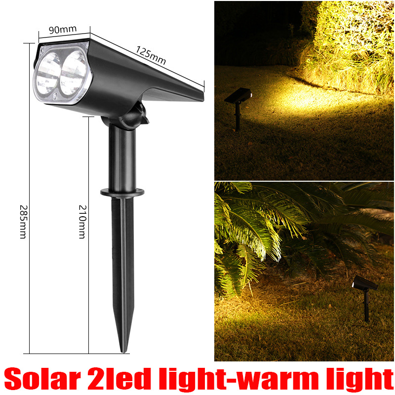 2/9 led-lampen op zonne-energie, verstelbare grondspot op zonne-energie,  ip65 waterdichte landschapswandlampen, buitenverlichting: Lichtgeel