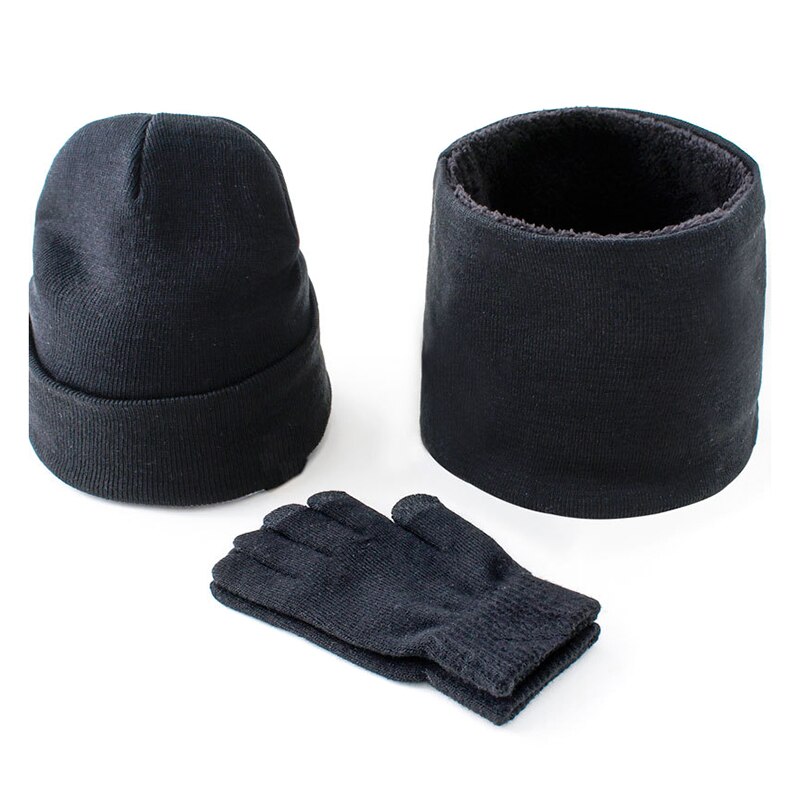 3 Stks/set Heren Gebreide Muts Handschoenen Sjaal Set Xmas Winter Warming Hoed Volledige Cover Handschoen Nyz Winkel: Black