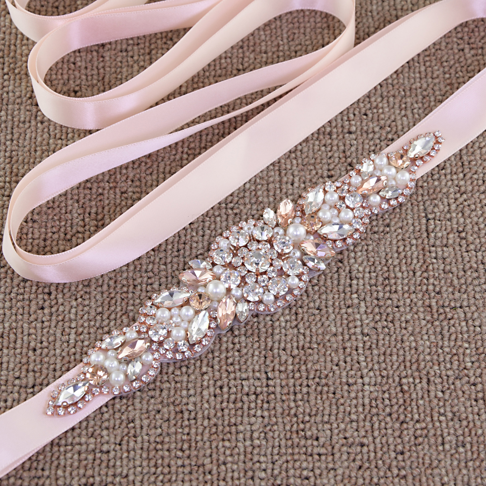 TRiXY S426 Rhinestone Belt Stunning Bridal Belt Rose Gold Diamond Belt Wedding Belt Crystal Wedding Sash Woman Sash Belt
