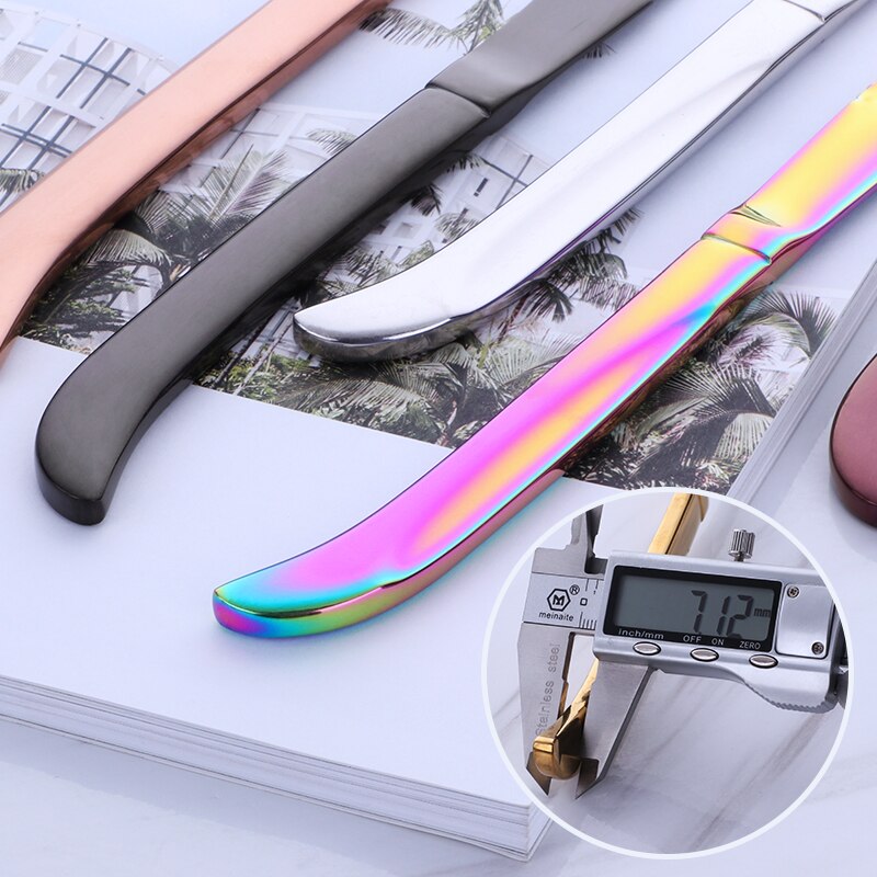 6 stk/sæt bøfkniv sæt rustfrit stål sort guld bordknive spisestel hjemme bøf kniv