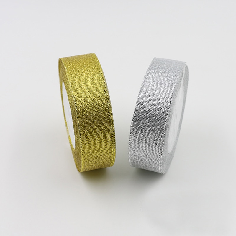 25 yards glitter silverband julband för att slå in julband för hantverk organza band till julgran