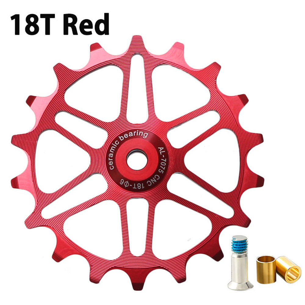 12T 14T 16T 18T MTB Fahrrad Schaltwerk Jockey Rad 9/10/11 Geschwindigkeit Keramik Lagerbier Umlenkrolle für Shimano Sram Rennrad: 1Stck 18T rot